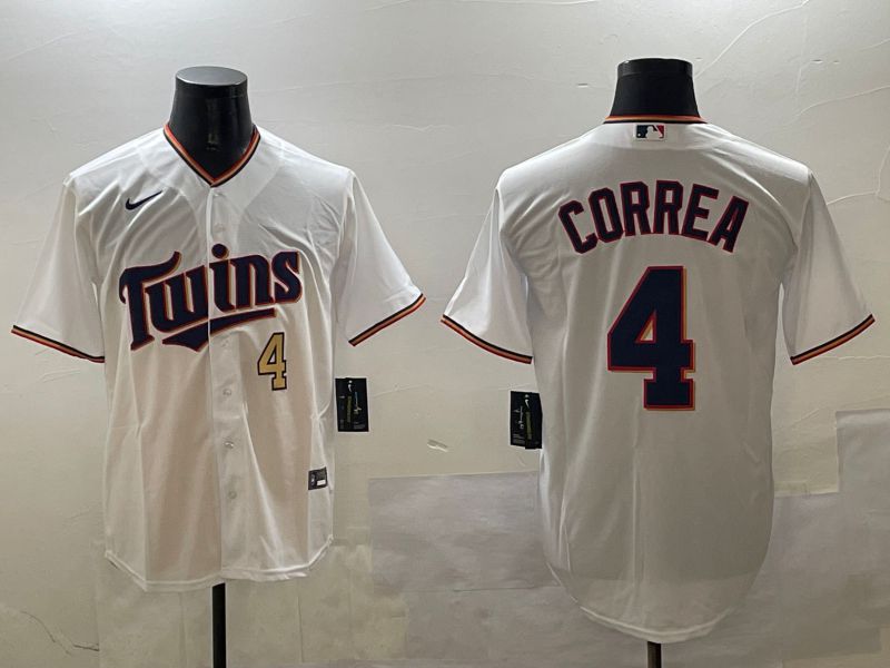Men Minnesota Twins #4 Correa White Game 2025 Nike MLB Jersey style 4